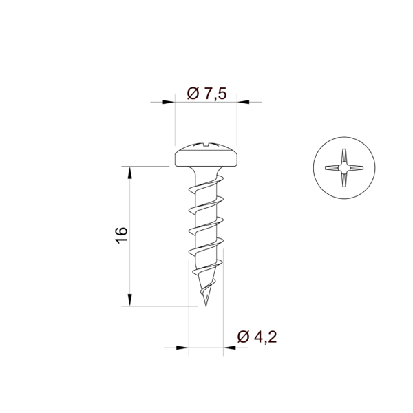 Vis galvanisé  4,2x16mm  